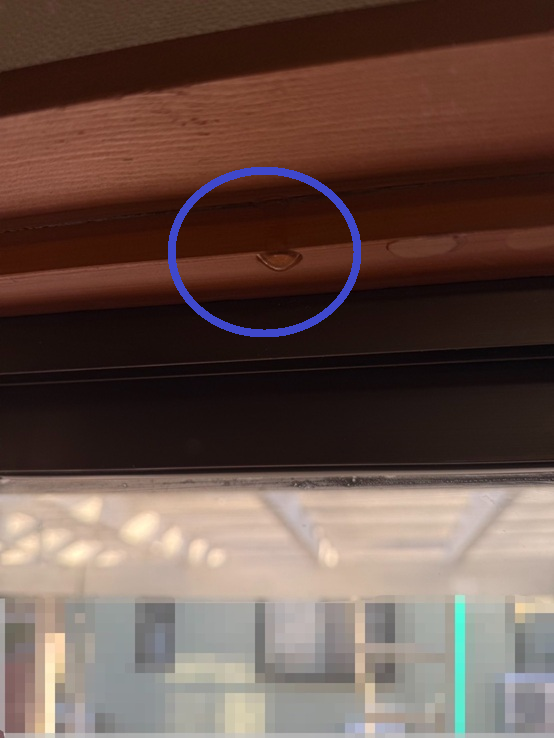 散水試験　雨水が垂れてきました。