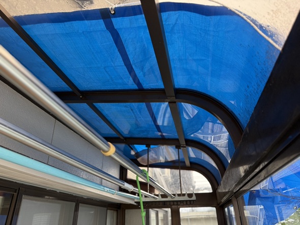 サンルームを養生