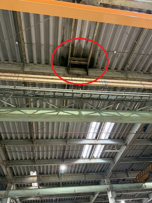 【射水市】工場の折板屋根からの雨漏り発生！複数箇所からの雨漏り