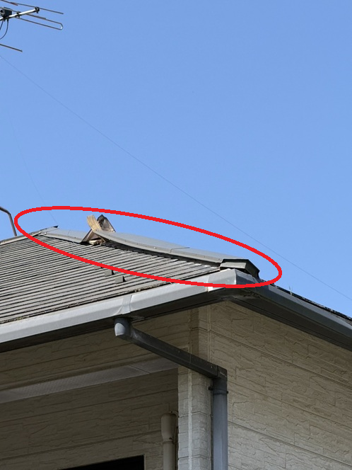 【富山市】先日の強風被害　棟板金が剥がれていました