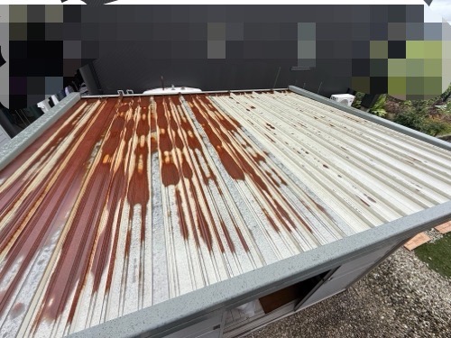 【黒部市】物置の屋根に穴が空いて雨漏り！SGLガルバリウム鋼板で屋根をカバー